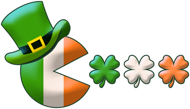 St Patrick's Day Irish Flag Pac Man Shamrocks Kids Long Sleeve Shirt
